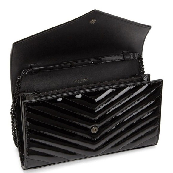 BRAND New Saint Laurent YSL Medium WOC Chain Wallet Patent Leather Purse Bag Box - Picture 3 of 11